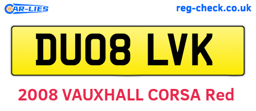 DU08LVK are the vehicle registration plates.
