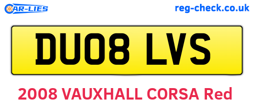 DU08LVS are the vehicle registration plates.