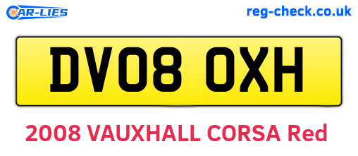 DV08OXH are the vehicle registration plates.