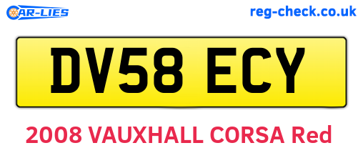 DV58ECY are the vehicle registration plates.