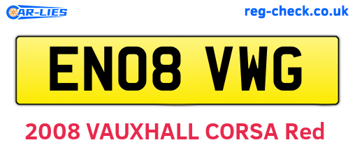 EN08VWG are the vehicle registration plates.
