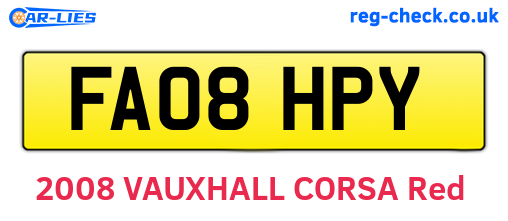 FA08HPY are the vehicle registration plates.