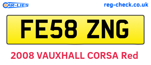 FE58ZNG are the vehicle registration plates.