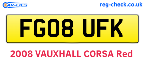 FG08UFK are the vehicle registration plates.