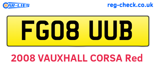 FG08UUB are the vehicle registration plates.