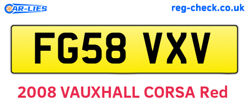 FG58VXV are the vehicle registration plates.