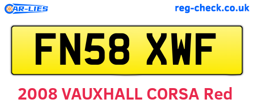 FN58XWF are the vehicle registration plates.