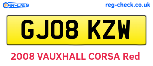 GJ08KZW are the vehicle registration plates.