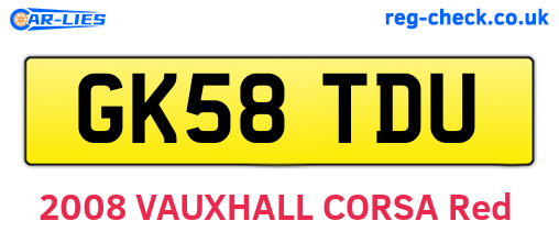 GK58TDU are the vehicle registration plates.
