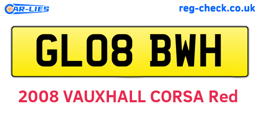 GL08BWH are the vehicle registration plates.