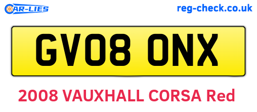 GV08ONX are the vehicle registration plates.