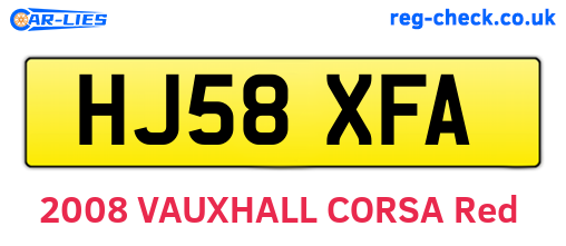 HJ58XFA are the vehicle registration plates.