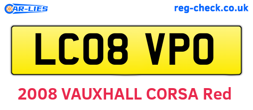 LC08VPO are the vehicle registration plates.
