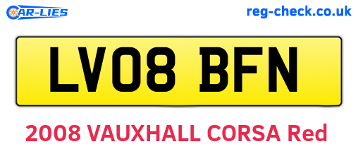 LV08BFN are the vehicle registration plates.