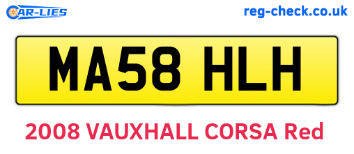MA58HLH are the vehicle registration plates.
