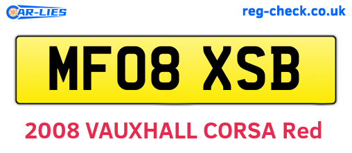 MF08XSB are the vehicle registration plates.