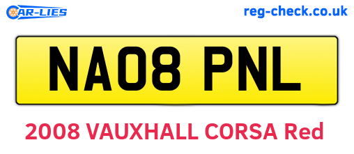 NA08PNL are the vehicle registration plates.