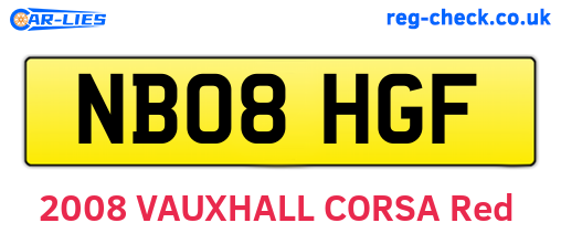 NB08HGF are the vehicle registration plates.