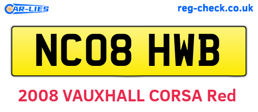 NC08HWB are the vehicle registration plates.