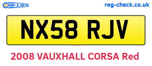 NX58RJV are the vehicle registration plates.