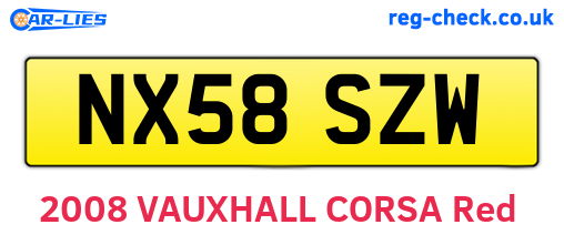 NX58SZW are the vehicle registration plates.