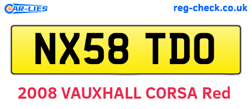 NX58TDO are the vehicle registration plates.