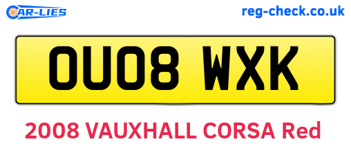 OU08WXK are the vehicle registration plates.