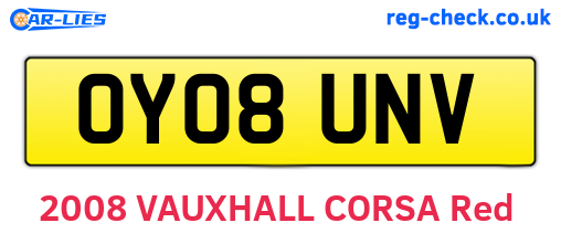 OY08UNV are the vehicle registration plates.
