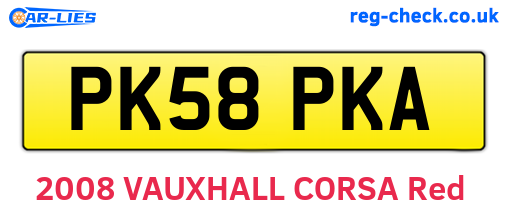 PK58PKA are the vehicle registration plates.