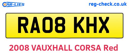 RA08KHX are the vehicle registration plates.