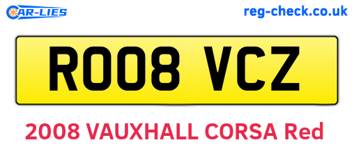 RO08VCZ are the vehicle registration plates.