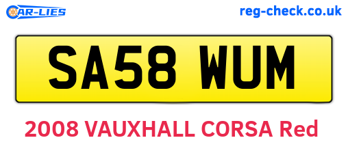 SA58WUM are the vehicle registration plates.