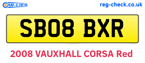 SB08BXR are the vehicle registration plates.