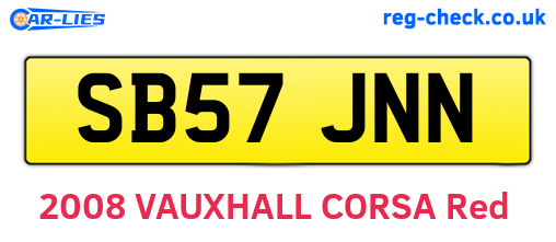 SB57JNN are the vehicle registration plates.