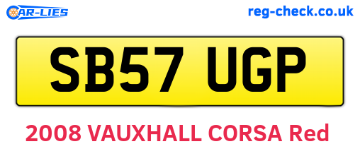 SB57UGP are the vehicle registration plates.