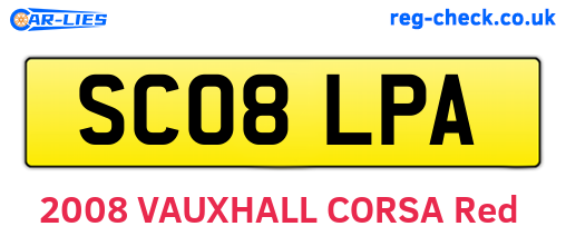 SC08LPA are the vehicle registration plates.