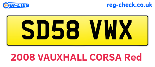 SD58VWX are the vehicle registration plates.