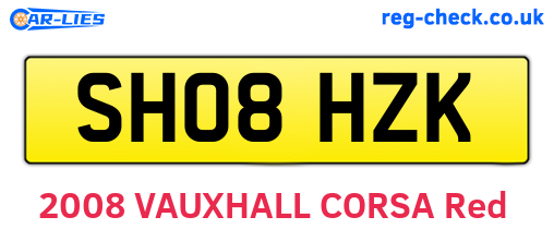 SH08HZK are the vehicle registration plates.