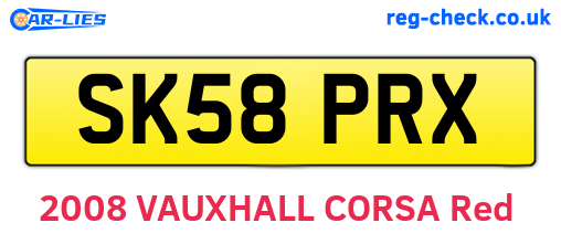 SK58PRX are the vehicle registration plates.