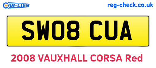SW08CUA are the vehicle registration plates.