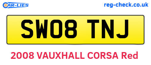 SW08TNJ are the vehicle registration plates.