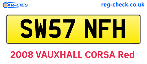 SW57NFH are the vehicle registration plates.