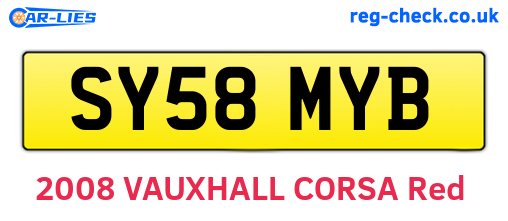 SY58MYB are the vehicle registration plates.