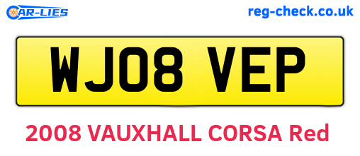 WJ08VEP are the vehicle registration plates.