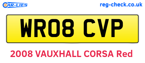 WR08CVP are the vehicle registration plates.