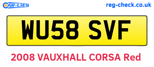 WU58SVF are the vehicle registration plates.