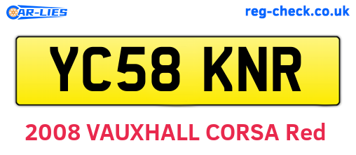 YC58KNR are the vehicle registration plates.