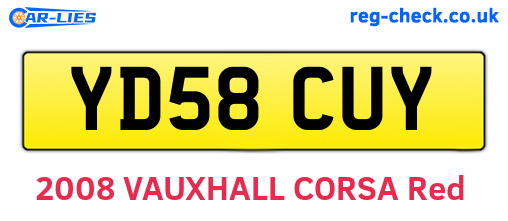 YD58CUY are the vehicle registration plates.