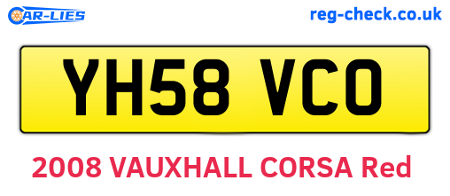YH58VCO are the vehicle registration plates.