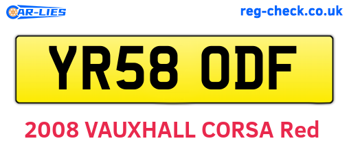 YR58ODF are the vehicle registration plates.
